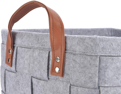 Panier à Linge Design Gris Feutre de Laine
