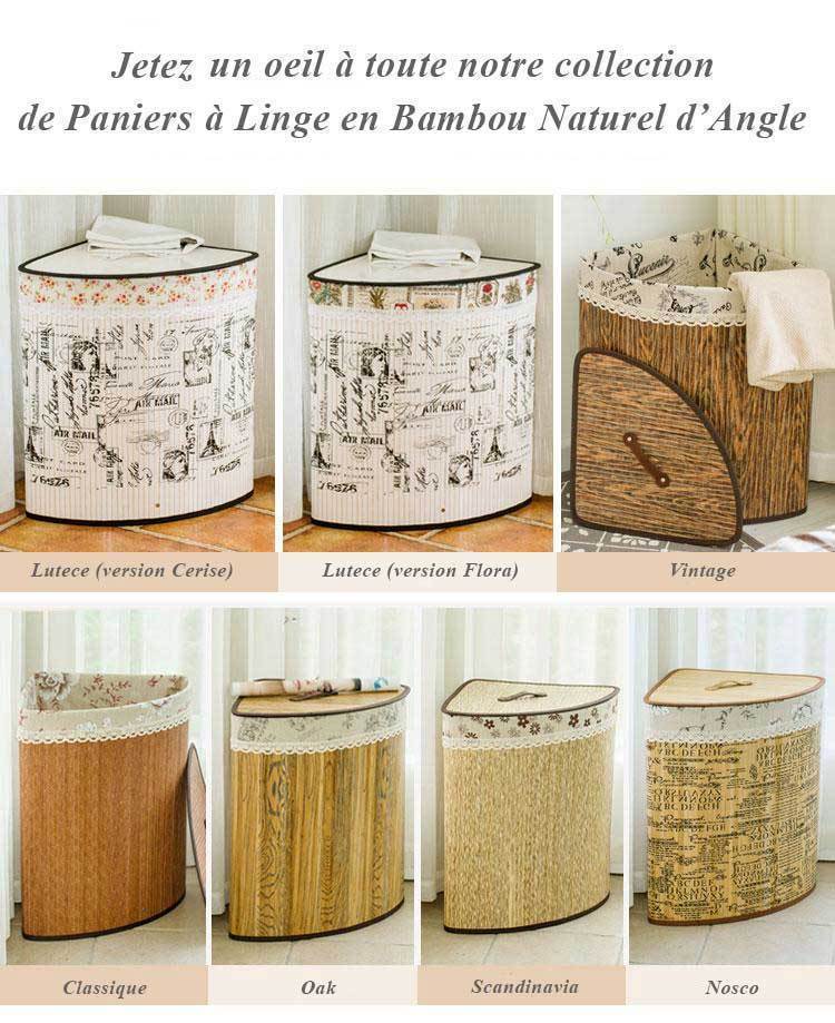 Panier à Linge en Bambou  en Angle Nosco