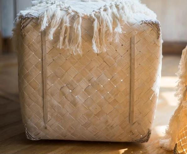 Panier à Linge en Bambou Artisanal Grädde Vitt