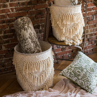Panier à Linge en Bambou Artisanal Grädde Vitt