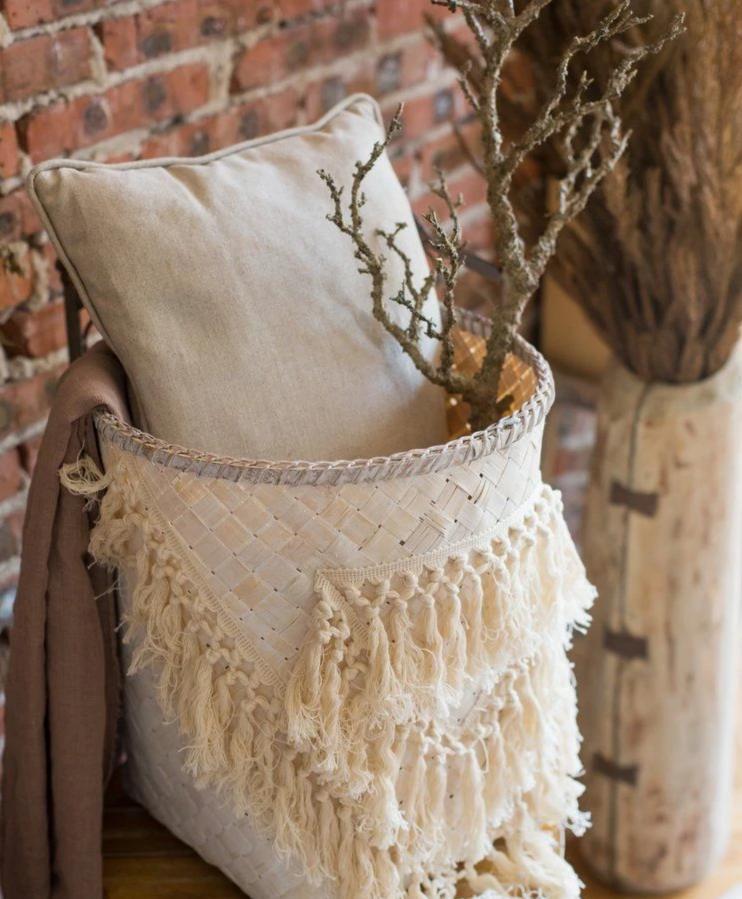 Panier à Linge en Bambou Artisanal Grädde Vitt