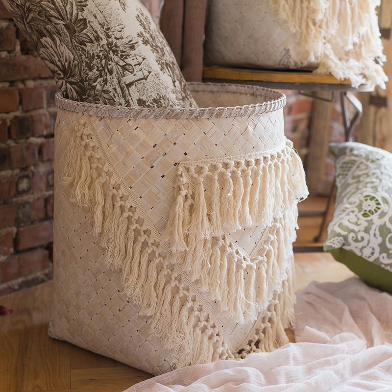 Panier à Linge en Bambou Artisanal Grädde Vitt