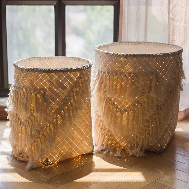 Panier à Linge en Bambou Artisanal Grädde Vitt