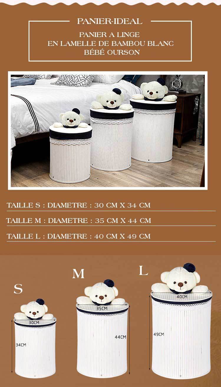 Panier à Linge en Bambou Bébé Ourson