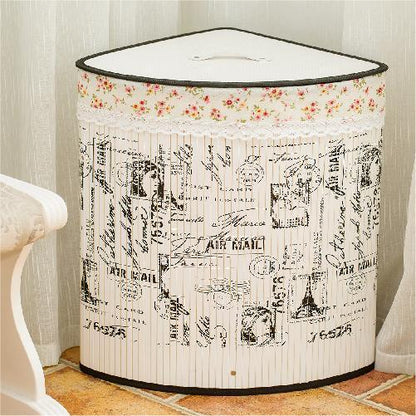 corbeille angle linge bambou blanc