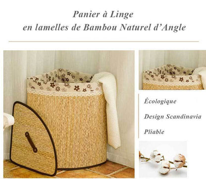 Panier à Linge en Bambou d'Angle Scandinavia