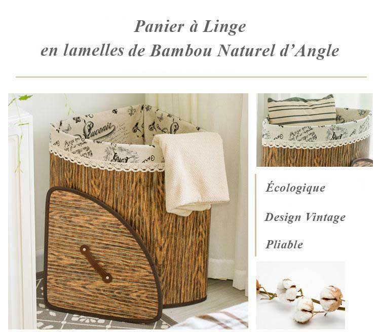 Panier à Linge en Bambou d'Angle Vintage