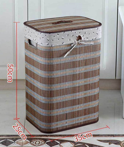 bac à linge bambou marron clair