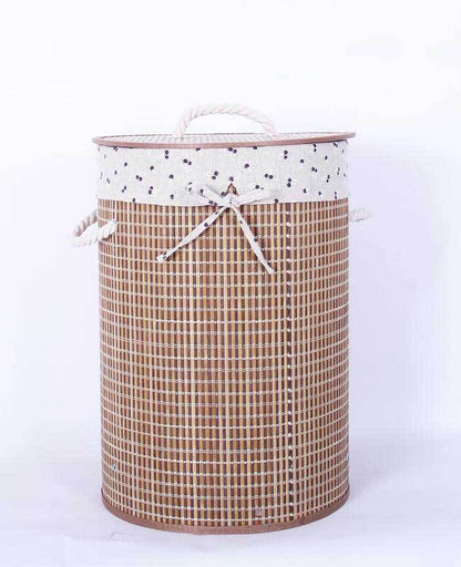 corbeille à linge en bambou ronde