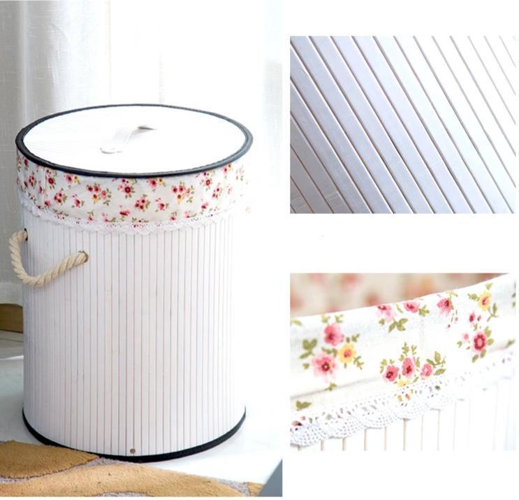 Panier à Linge en Bambou Style Corbeille Blanche