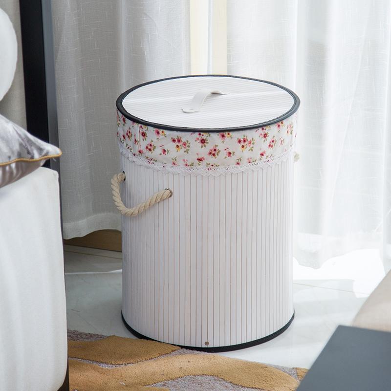 Panier à Linge en Bambou Style Corbeille Blanche