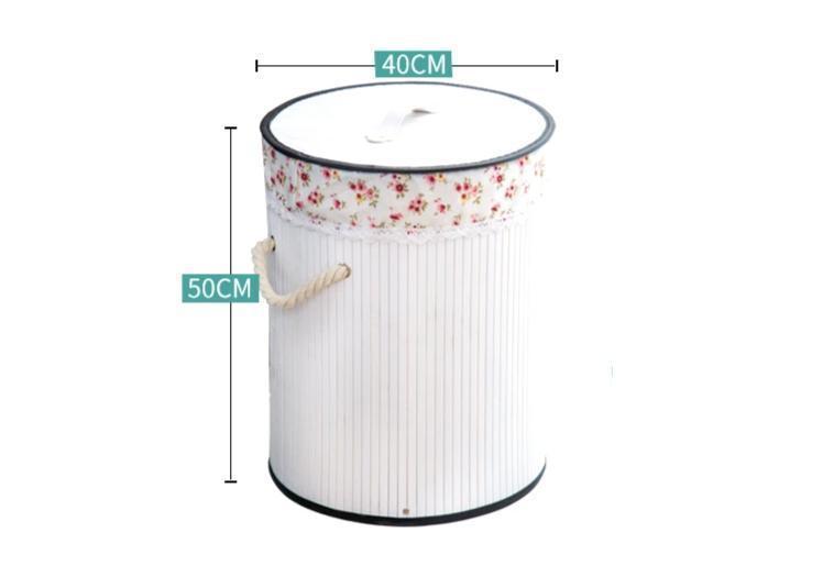 Panier à Linge en Bambou Style Corbeille Blanche