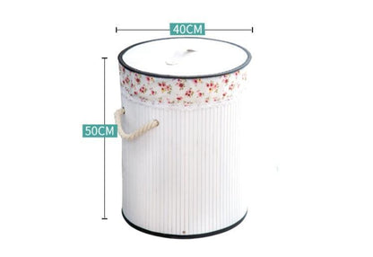 Panier à Linge en Bambou Style Corbeille Blanche