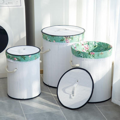Panier à Linge en Bambou Style Corbeille Blanche