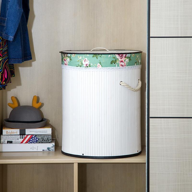 Panier à Linge en Bambou Style Corbeille Blanche
