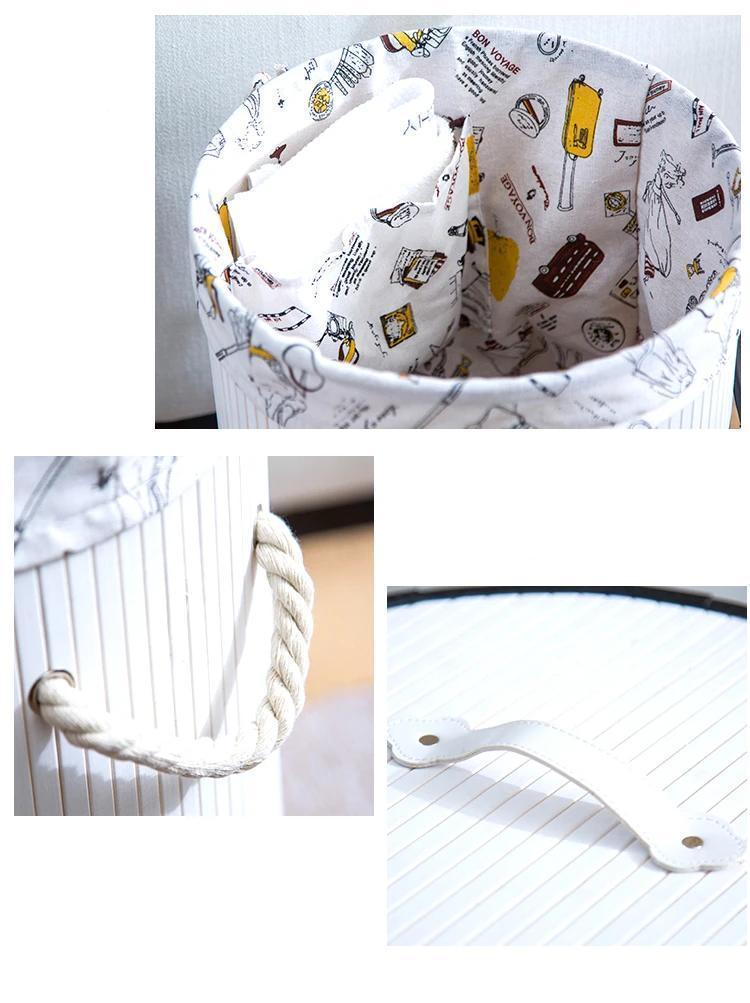 Panier à Linge en Bambou Style Corbeille Blanche