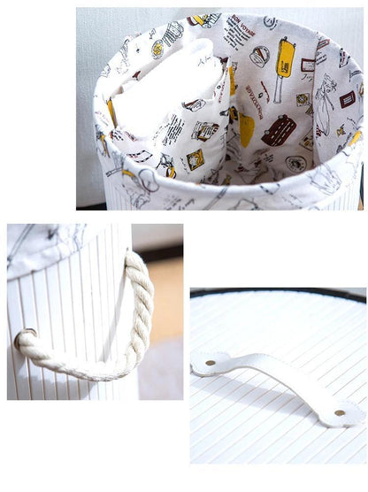 Panier à Linge en Bambou Style Corbeille Blanche