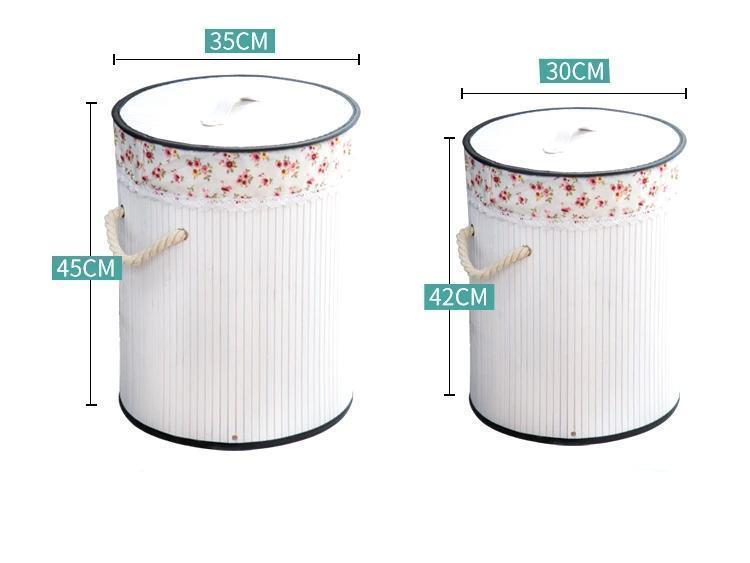 Panier à Linge en Bambou Style Corbeille Blanche