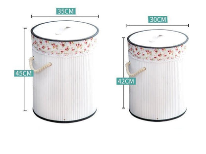Panier à Linge en Bambou Style Corbeille Blanche