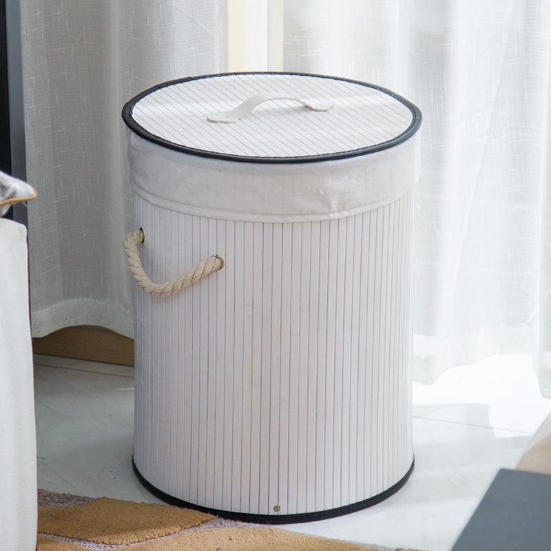 Taille L panier linge bambou blanc classique