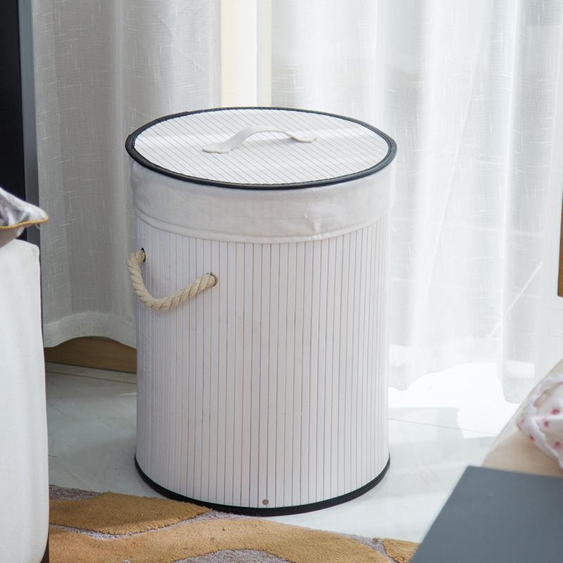 Taille M panier linge bambou blanc classique