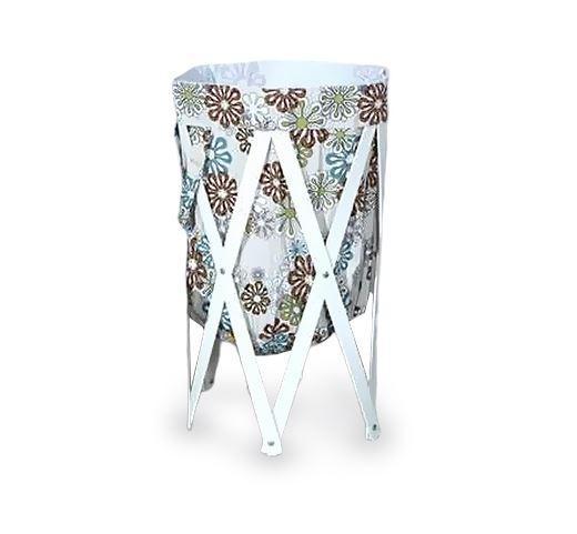 Panier à Linge en Bois en Bois Blanc Fleuris