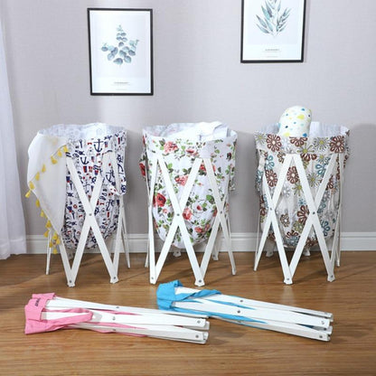 Panier à Linge en Bois en Bois Blanc Fleuris