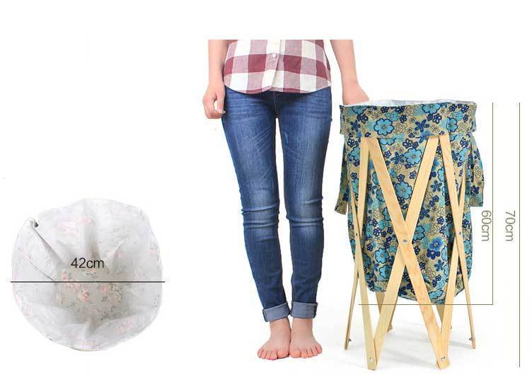 Panier à Linge en Bois Bleu Émeraude