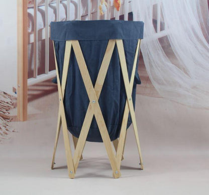 Panier à Linge en Bois Bleu Émeraude
