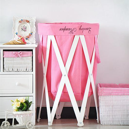Panier à  Linge en Bois Coloris Rose