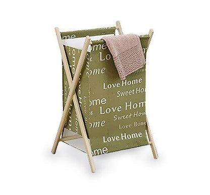 Panier à linge en Bois et Coton Kaki grisé