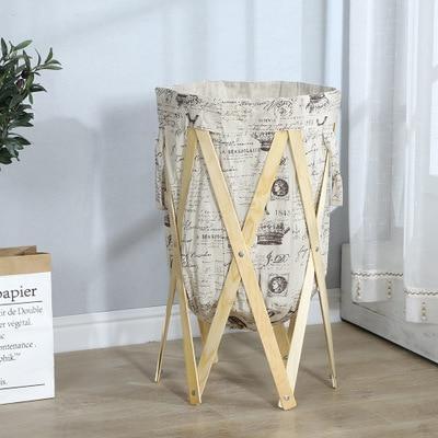 paniers à linge bois et tissu 