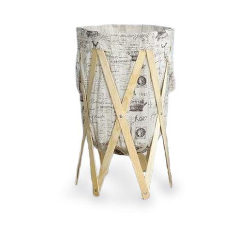 Panier à Linge en Bois Et son Sac en Lin