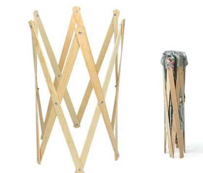 Panier à Linge en Bois Et Tissu de Lin