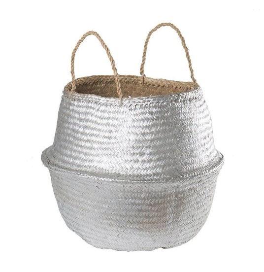 Panier à Linge en Jonc Argent