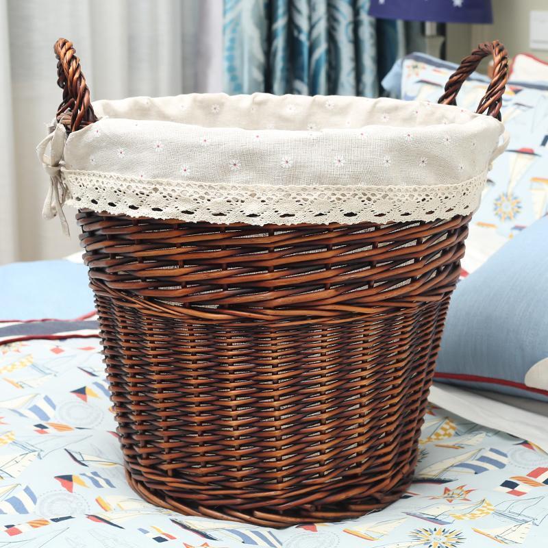 Panier à Linge en Osier Ancien