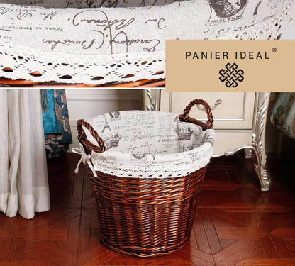 Panier à Linge en Osier Ancien