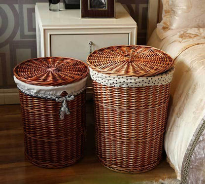 Panier à Linge en Osier avec Couvercle Nutty