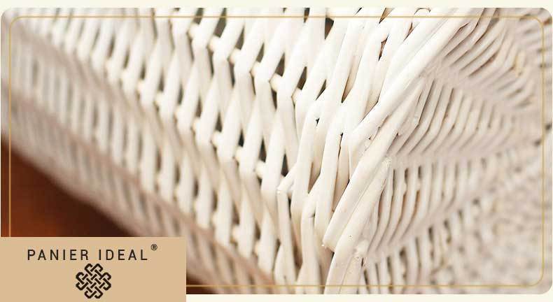 Panier à Linge en Osier Blanc avec Couvercle ( lot de 5 )