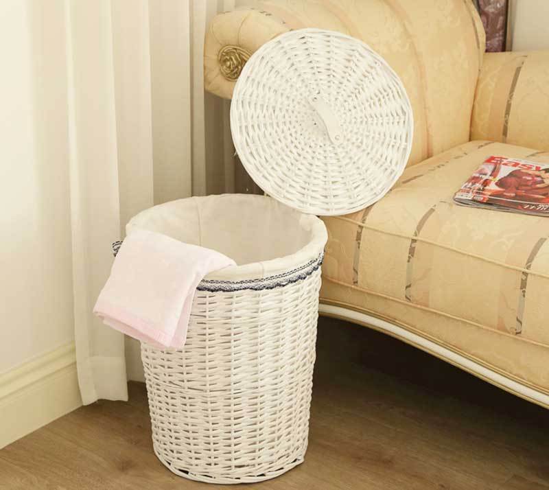 Panier à Linge en Osier Blanc Opale