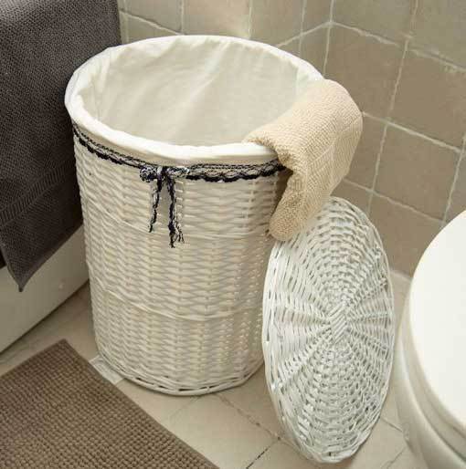 Panier à Linge en Osier Blanc Opale