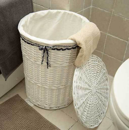 Panier à Linge en Osier Blanc Opale