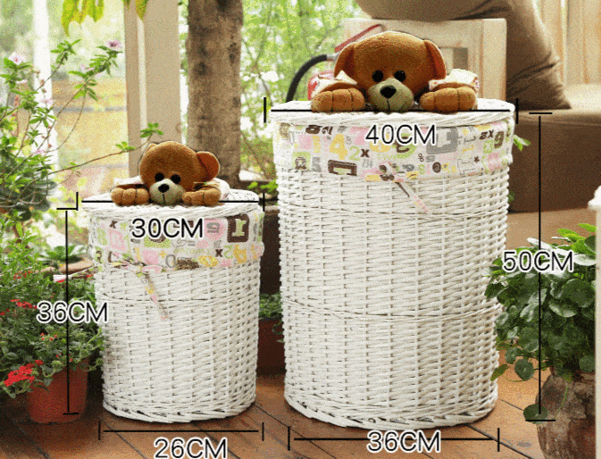 Panier à Linge en Osier Blanc Teddy