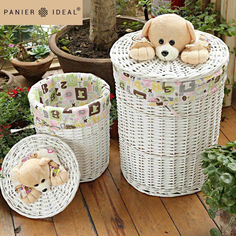 Panier à Linge en Osier Blanc Teddy