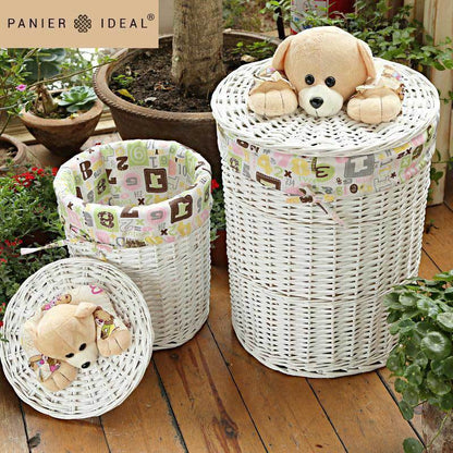 Panier à Linge en Osier Blanc Teddy