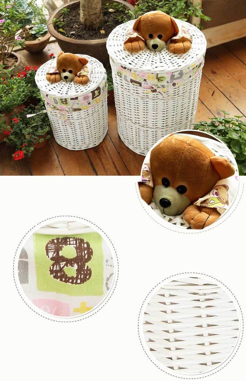 Panier à Linge en Osier Blanc Teddy