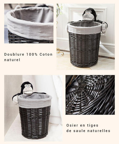 Panier à Linge en Osier Couleur Noir Gorilla