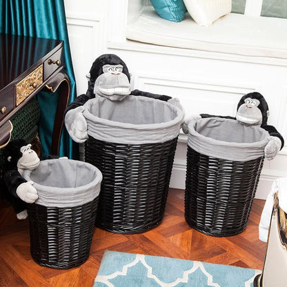 Paniers à Linge ronds Osier noirs