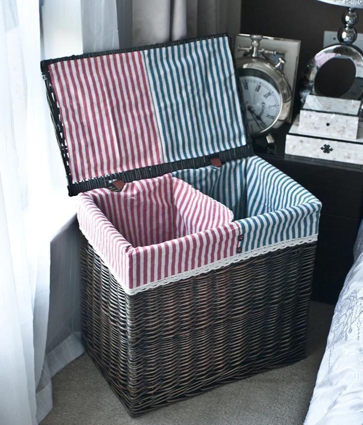 Panier à Linge en Osier Double Compartiment Utah