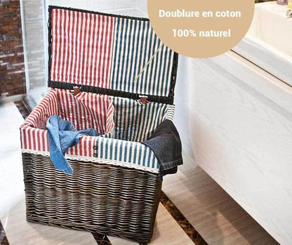 Panier à Linge en Osier Double Compartiment Utah